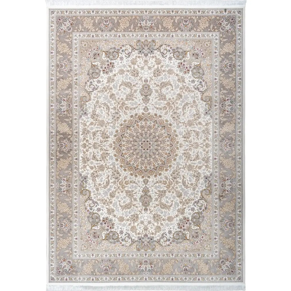 فرش ماشینی طرح 10el0300 کرم 1200 شانه گل ابریشم